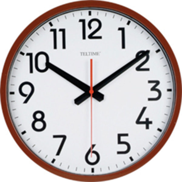 12" Commercial Wall Clock Brown