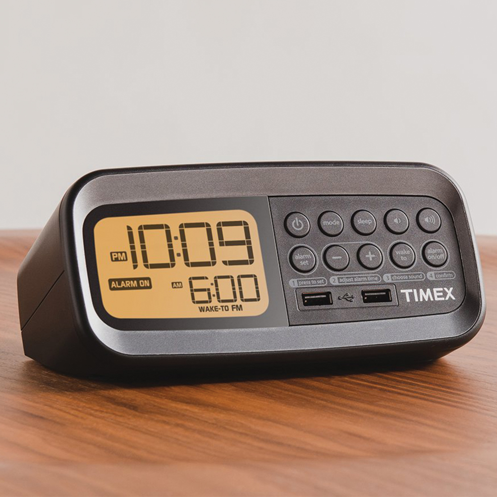 Timex T1305BX FM Clock Radio with Dual USB Charging - Lodging Kit Company
