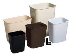fire retardant wastebaskets for hotels - plastic - made in USA