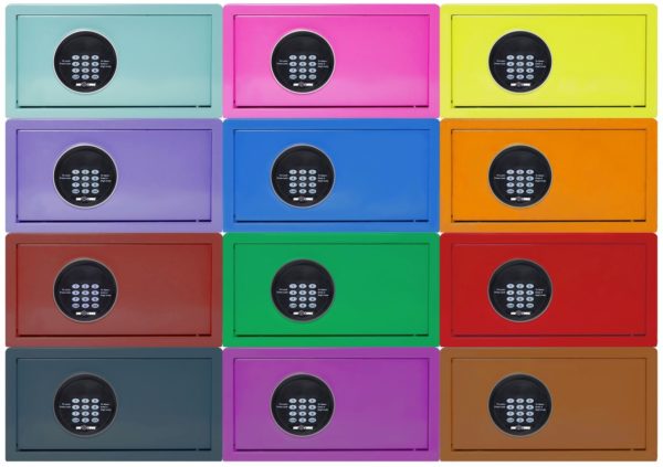 Colorful in-room safes for hotels