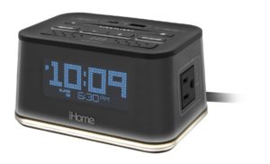 iHome HiH50 Bedside Single Day Alarm Clock with Nightlight, Dual AC Outlets and Dual USB Charging