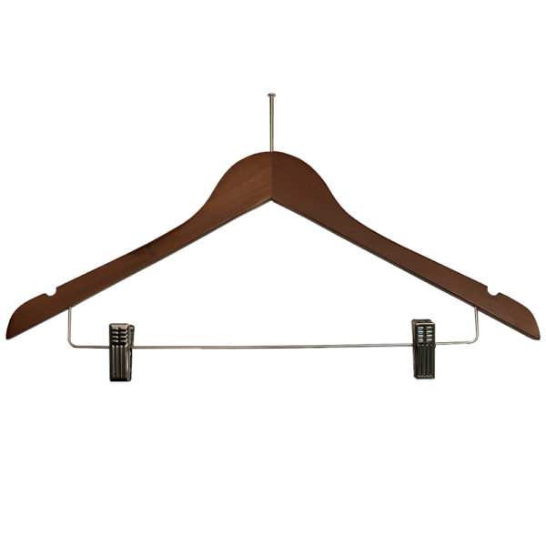 Ball Top Ladies' Hangers with Clips for hotels - Walnut/Chrome-32282