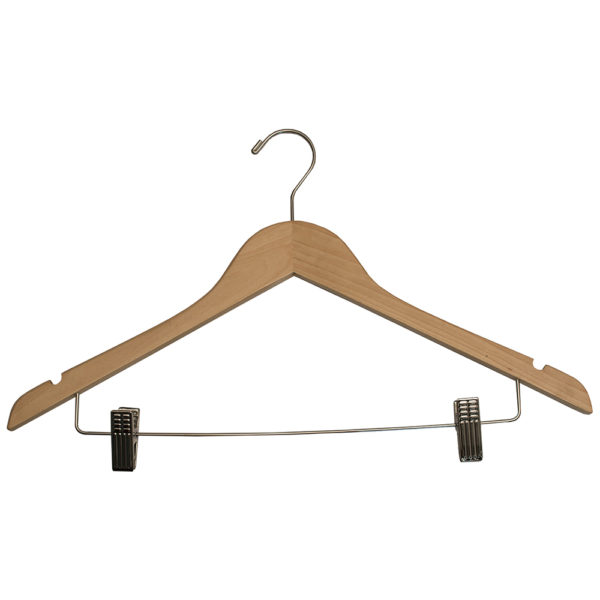 Regular Hook Ladies' Hangers with Clips for hotels - Natural_Chrome-32072
