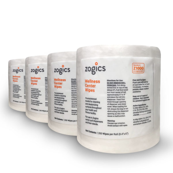 Wellness Center Wipes - Zogics gym disinfectant wipes, alcohol free