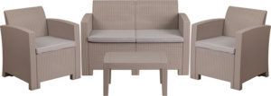 Outdoor Furniture Set - Faux Rattan - 4pc - Light Gray