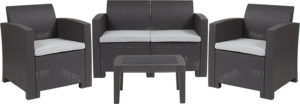 Outdoor Furniture Set - Faux Rattan - 4pc - Dark Gray