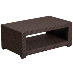 Outdoor Coffee Table - Faux Rattan - Chocolate Brown