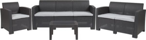 Outdoor Furniture Set - Faux Rattan - 4pc - Dark Grey