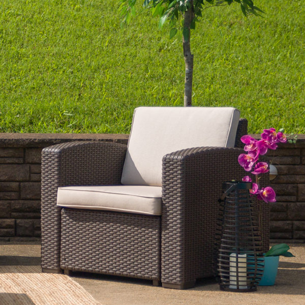 Outdoor Chair - Faux Rattan- Chocolate
